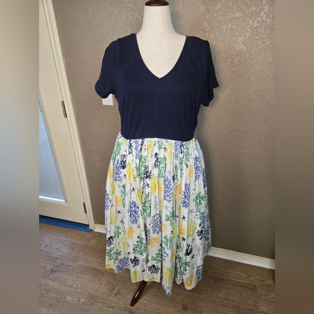 Eshakti Navy Sealife Print Midi Dress 14w 6027